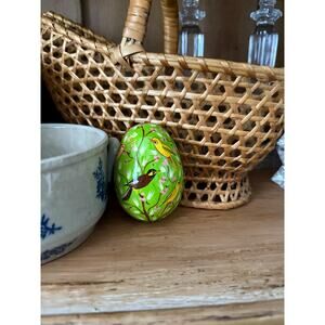 Vintage Hand Painted Wooden Easter Egg